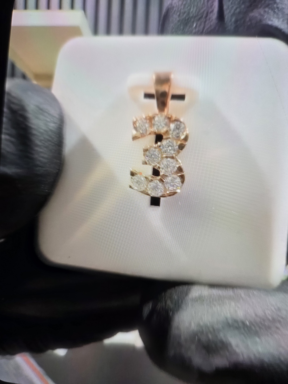 Rose Gold Number 3 Moissanite Diamond Pendant - Elegant Women's Jewelry